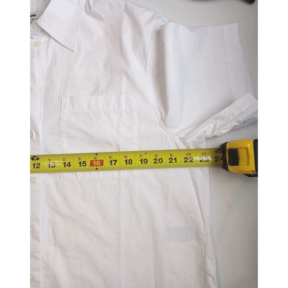 Madewell Women Medium White Straight Hem Top  Poplin Short Sleeve Cotton Relaxed - Picture 8 of 14